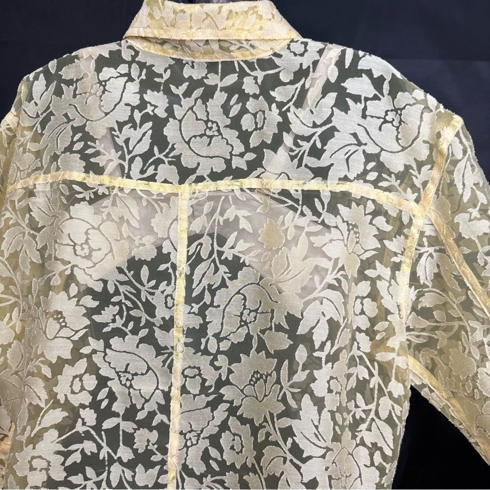 Notations Yellow Floral Button Down Shirt XL - Picture 8 of 13